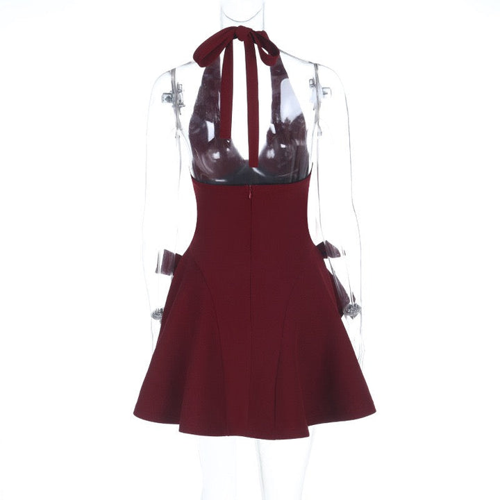 Open-back tie-neck mini dress with bow ties - GAYA