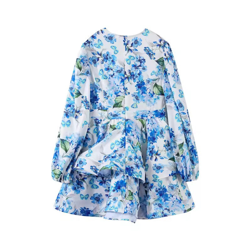 שמלת מיני פרחונית מלמלה בעיצוב מדורג - MIEL