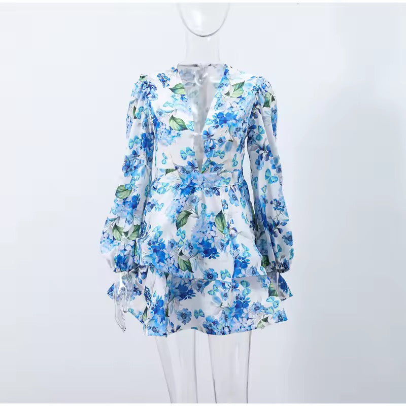 שמלת מיני פרחונית מלמלה בעיצוב מדורג - MIEL