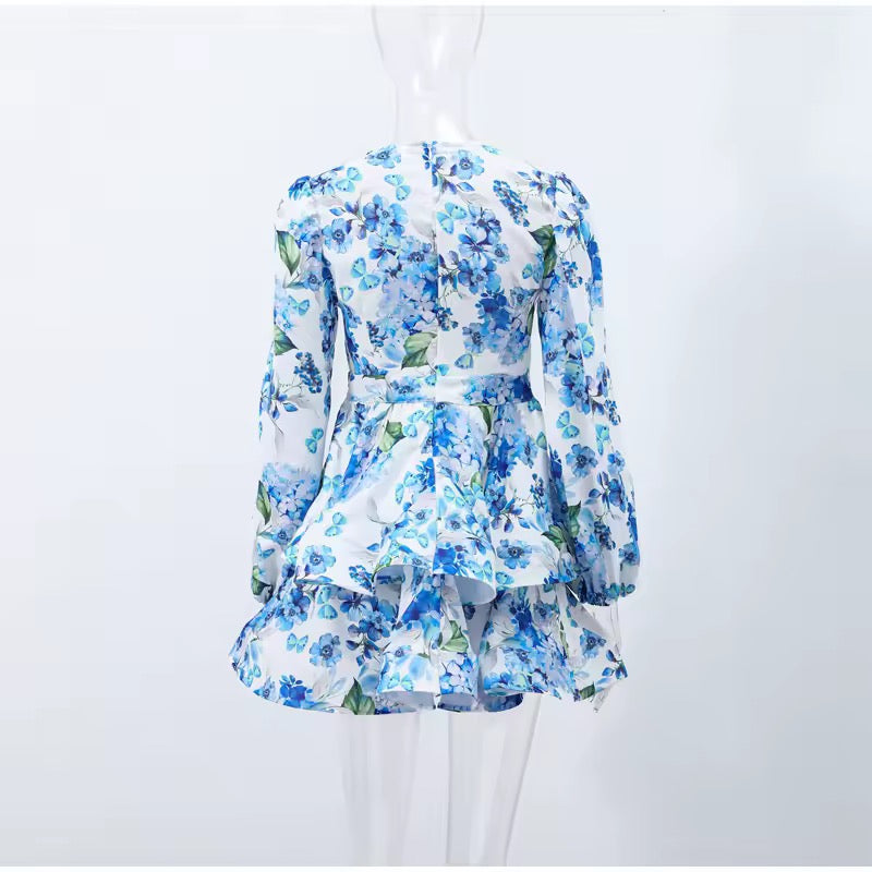 שמלת מיני פרחונית מלמלה בעיצוב מדורג - MIEL