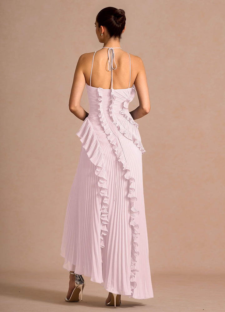 Larina elegant ruffle and pleated maxi dress