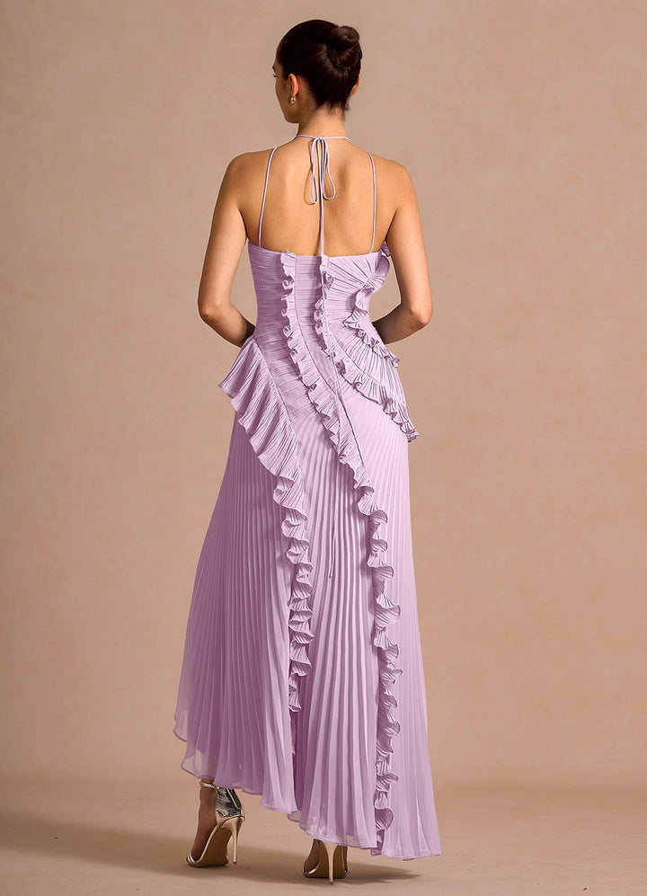 Larina elegant ruffle and pleated maxi dress