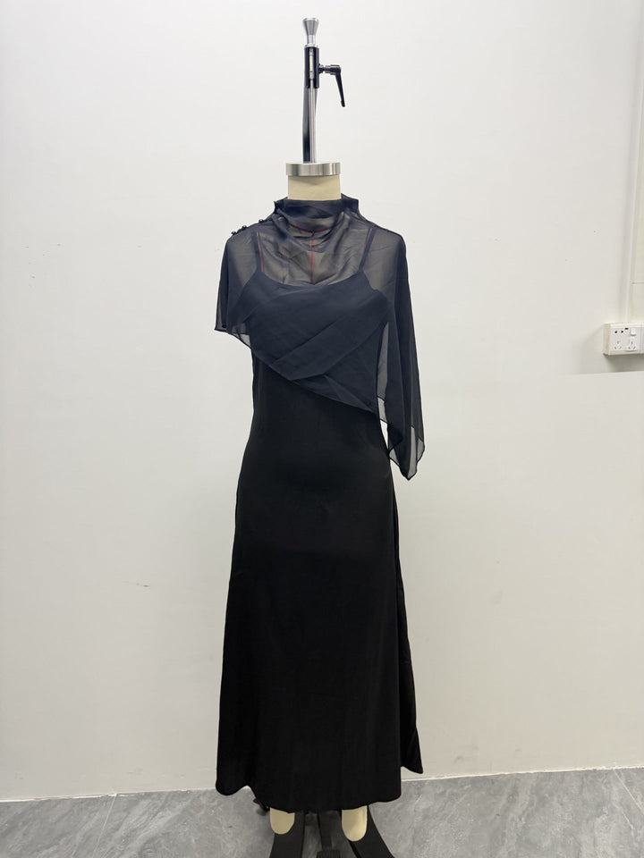 Dania satin maxi dress with a chiffon overlay