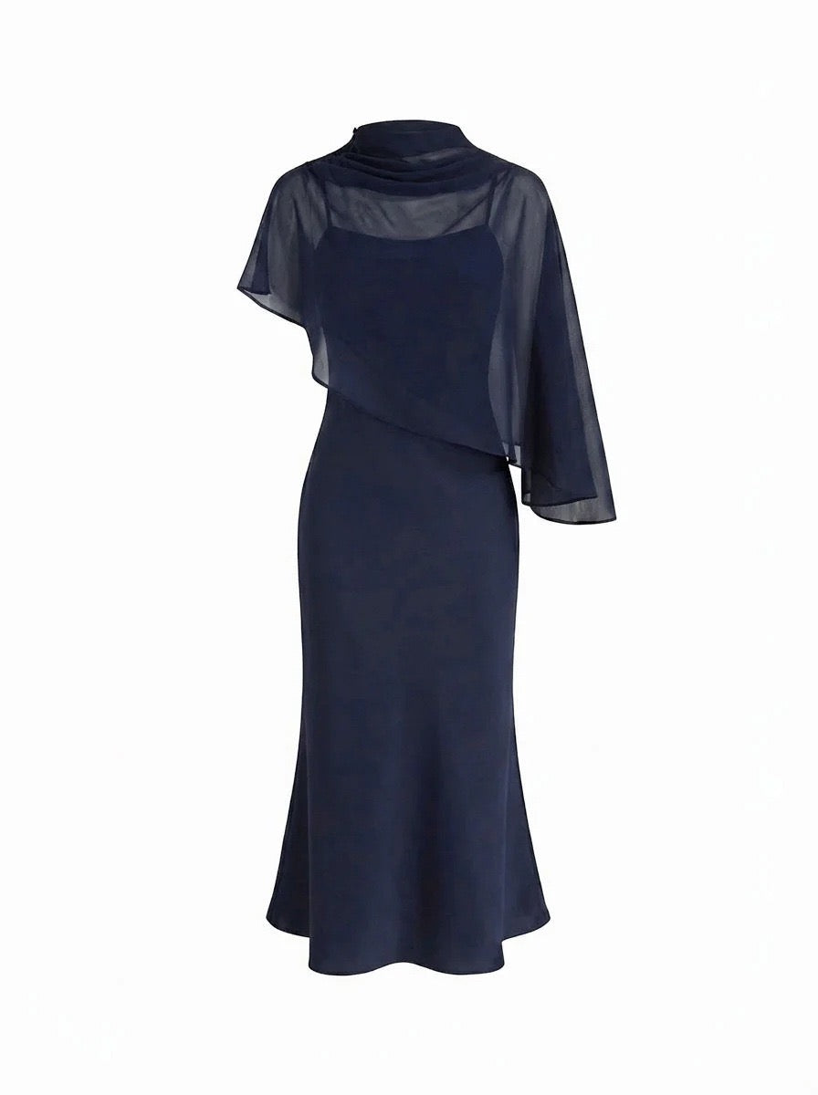 Dania satin maxi dress with a chiffon overlay