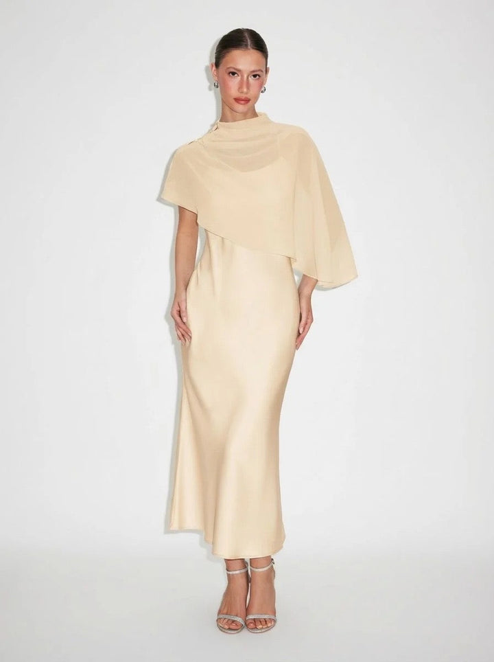Dania satin maxi dress with a chiffon overlay