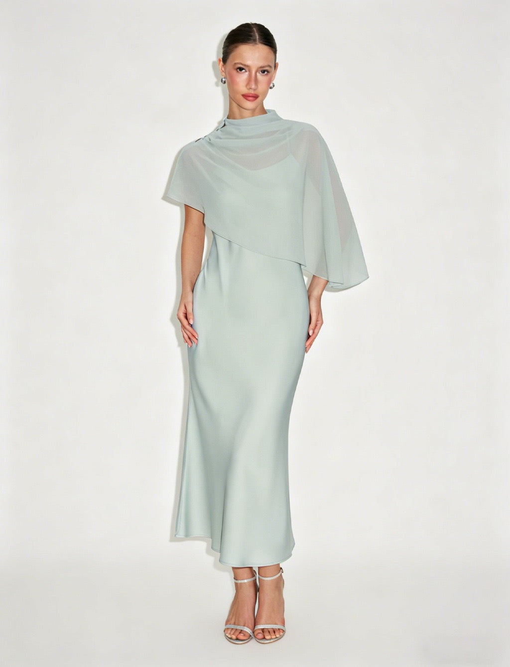 Dania satin maxi dress with a chiffon overlay