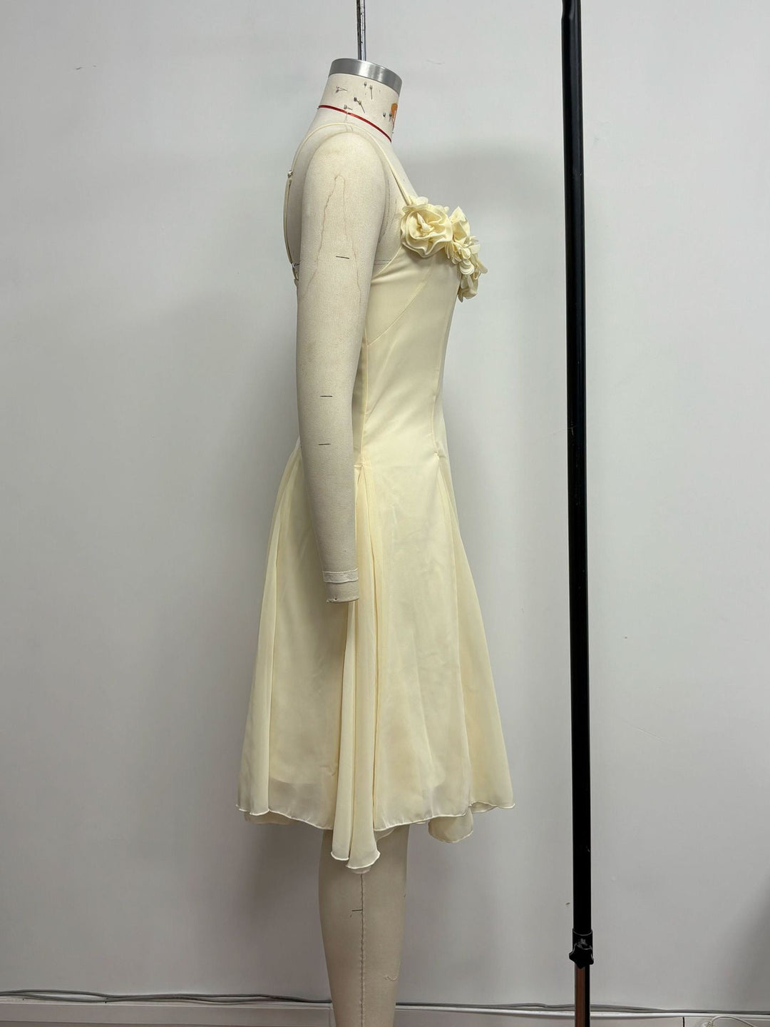 Lorraine 3D floral-design ruffle chiffon midi dress