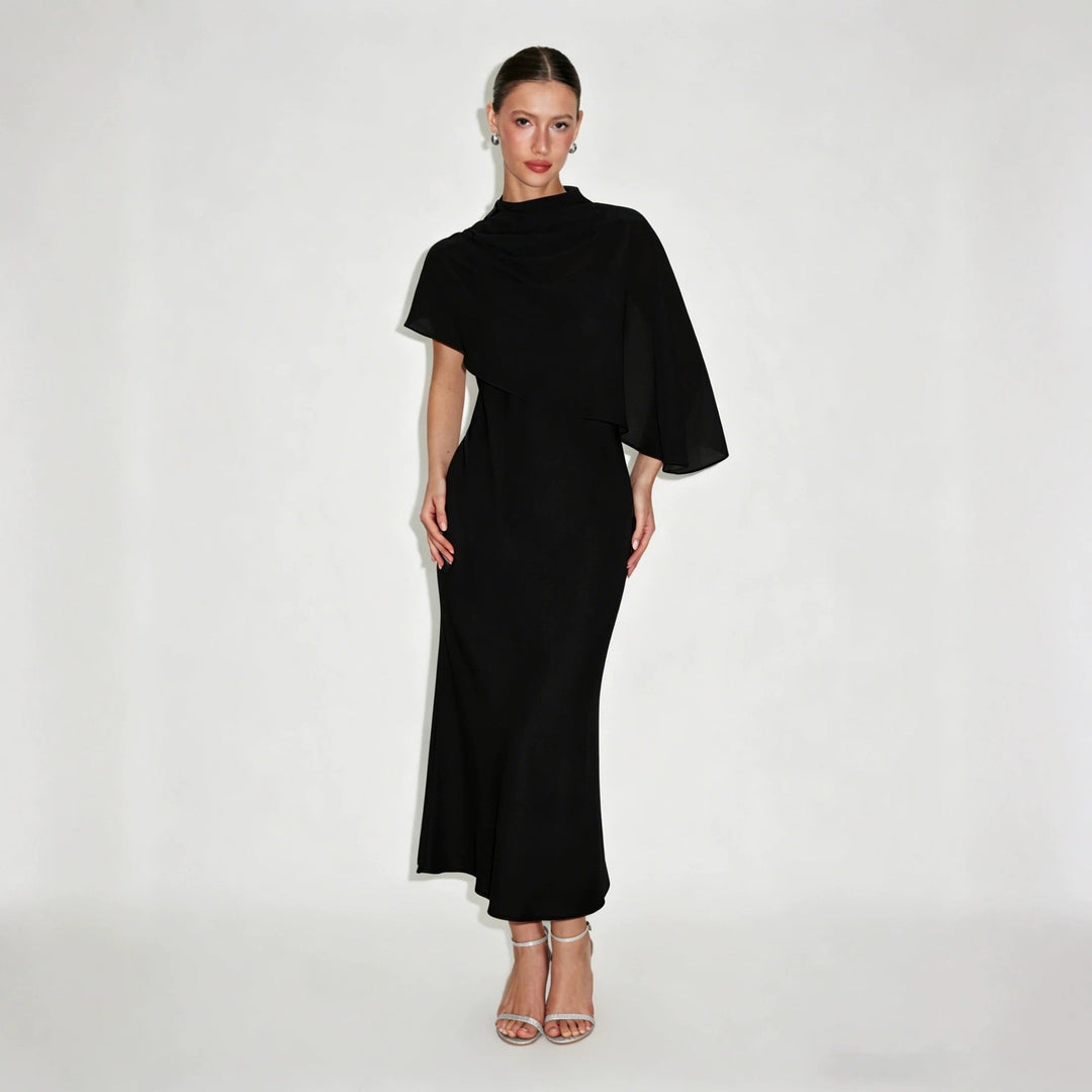 Dania satin maxi dress with a chiffon overlay