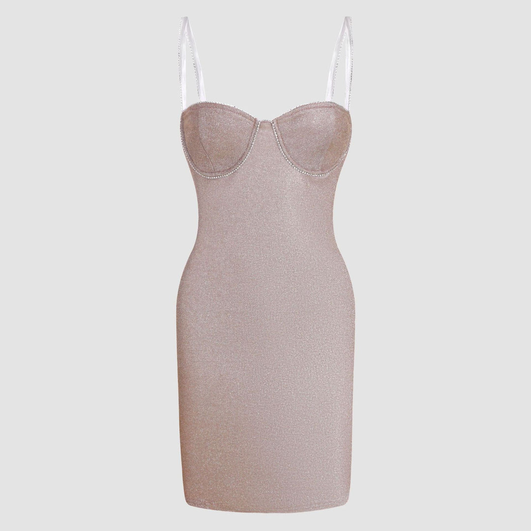 Fitted sequin mini dress with rhinestone embellishment – Koren