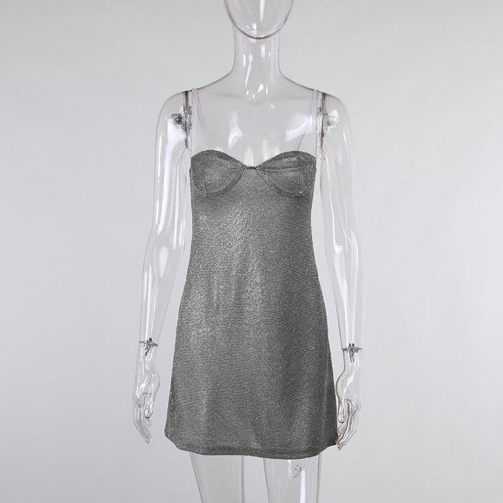 Fitted sequin mini dress with rhinestone embellishment – Koren