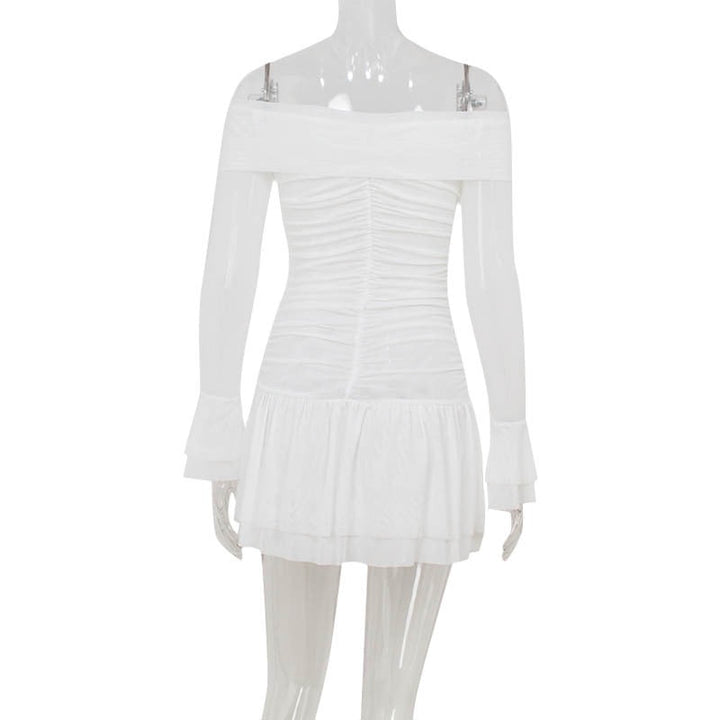 שמלת מיני שיפון בגזרת A כתפיים חשופות - OLIVIA