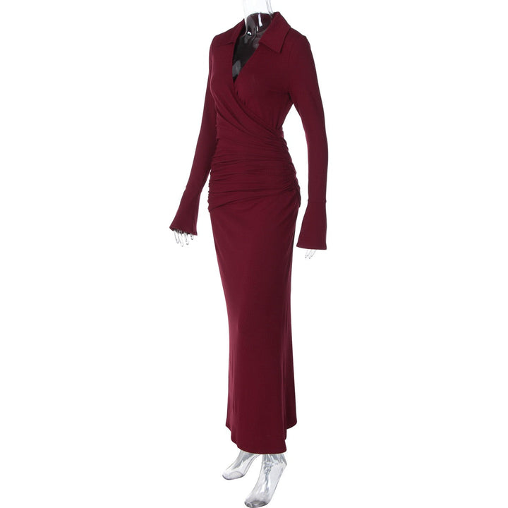 Maxi dress with ruched design and polo neck - VIOLET