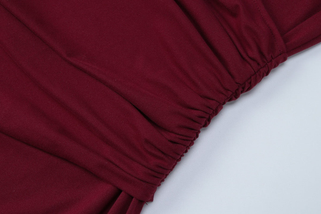 Maxi dress with ruched design and polo neck - VIOLET