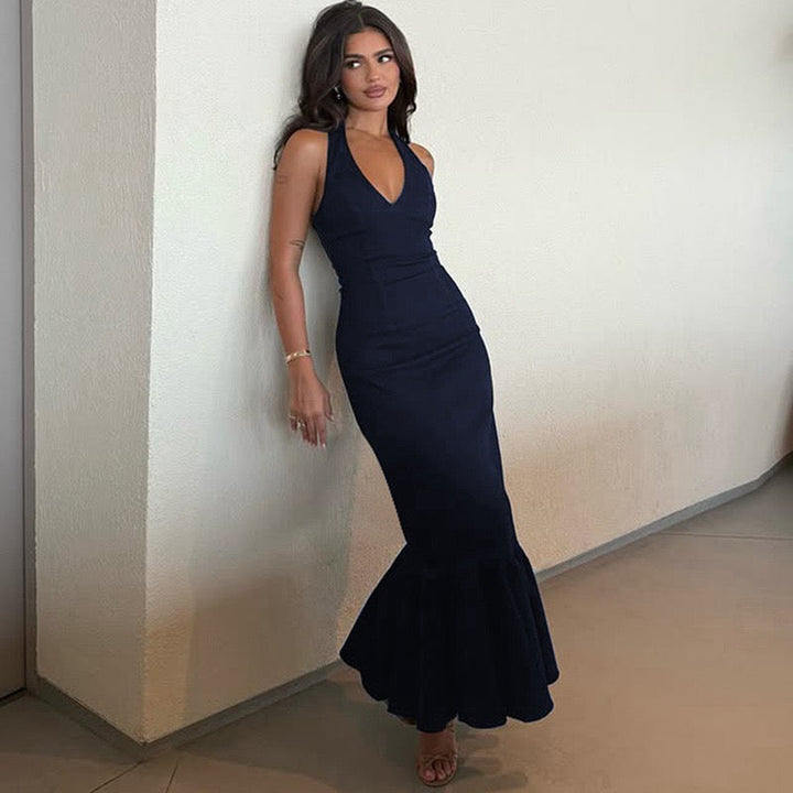 Tight maxi dress with open back - Leah