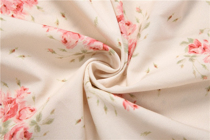 Floral satin maxi dress with lace trim - FLORIE