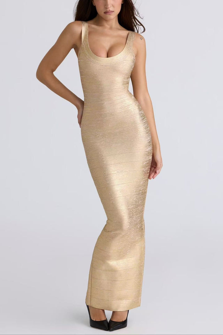 Briella maxi dress in shiny shaping fabric