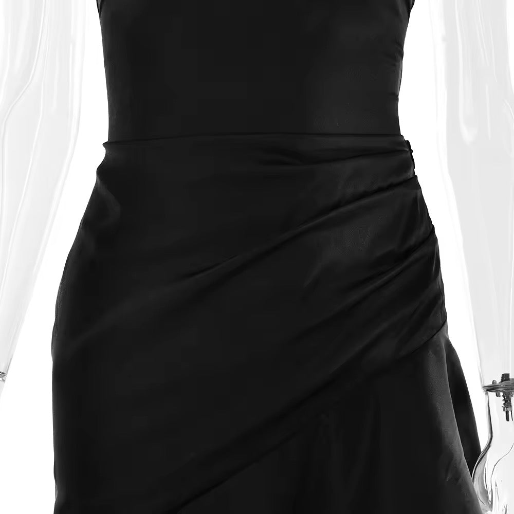 שמלת מקסי סאטן מלמלה קשירות בגב - פביולה