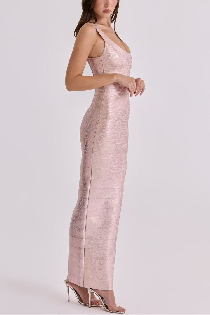 Briella maxi dress in shiny shaping fabric