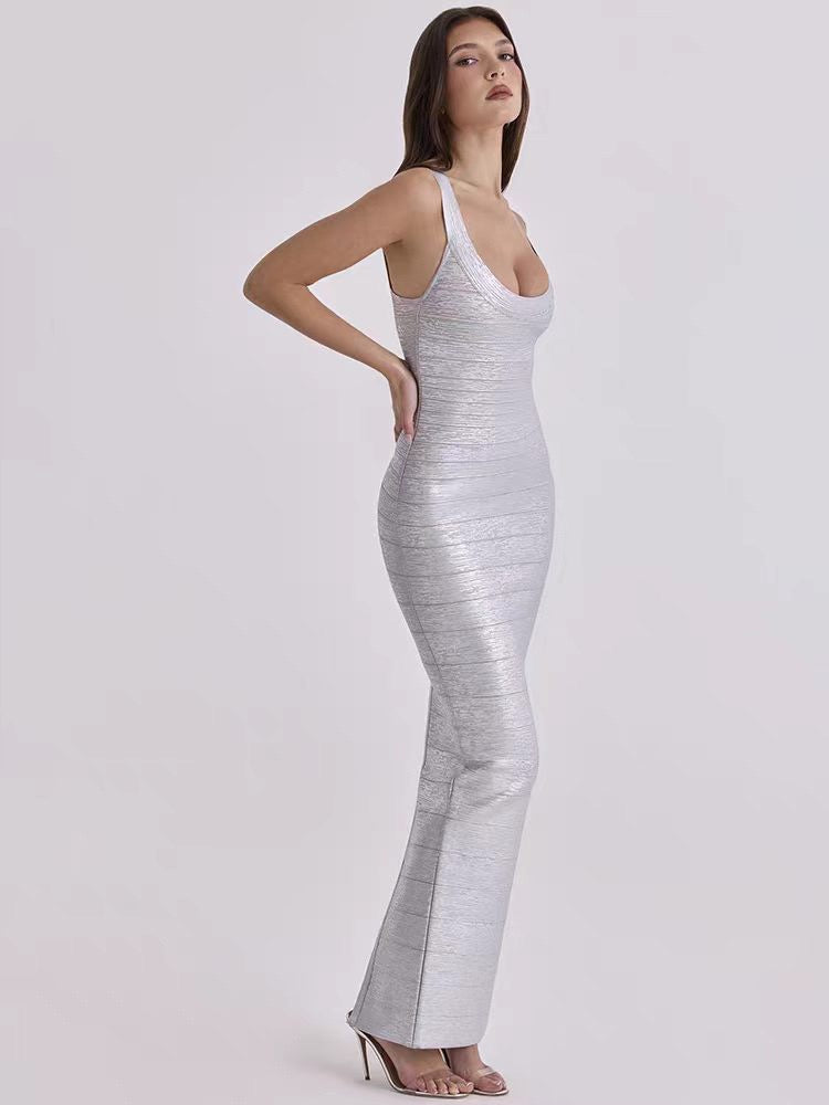 Briella maxi dress in shiny shaping fabric