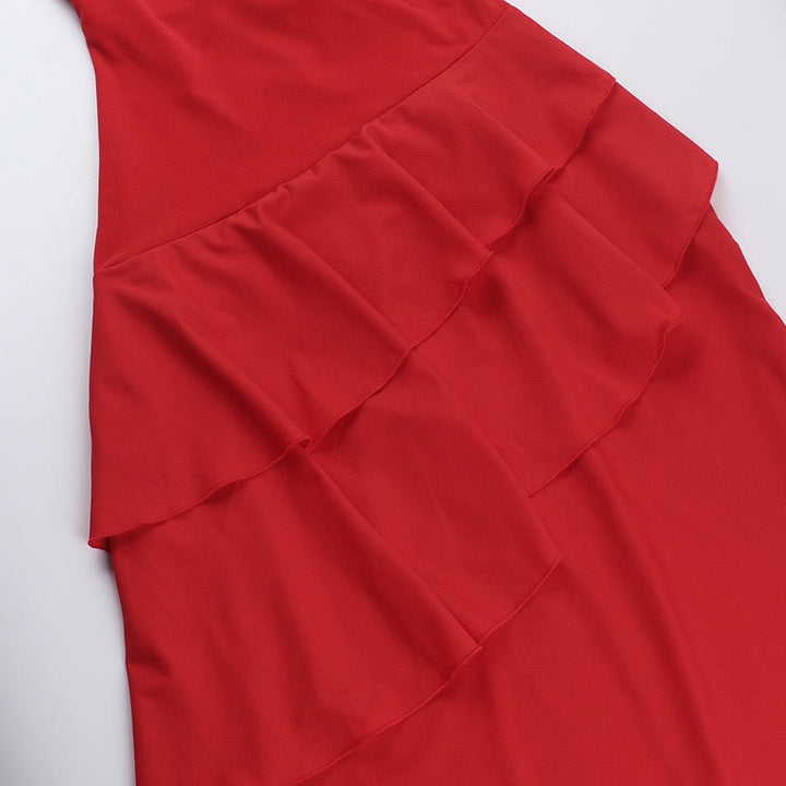 Ruffle maxi dress with back ties – Fabiana