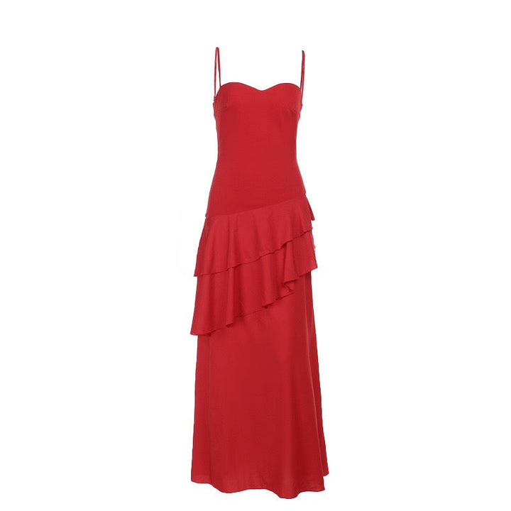 Ruffle maxi dress with back ties – Fabiana