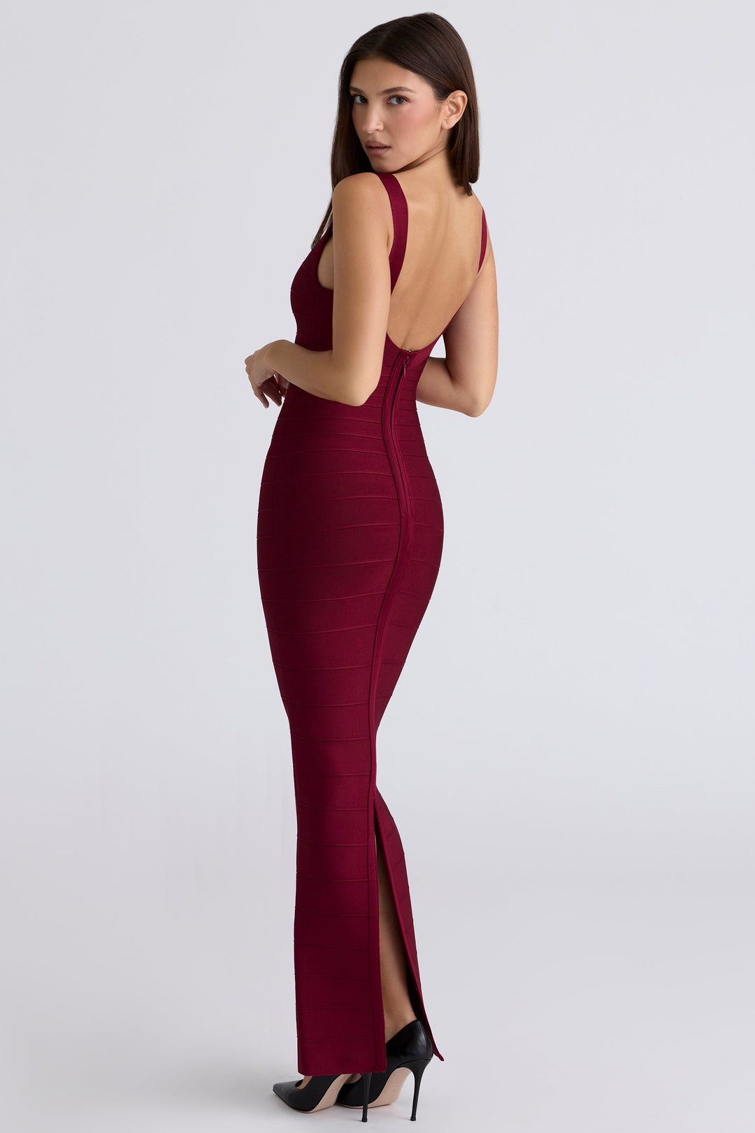 Briella maxi dress in shiny shaping fabric