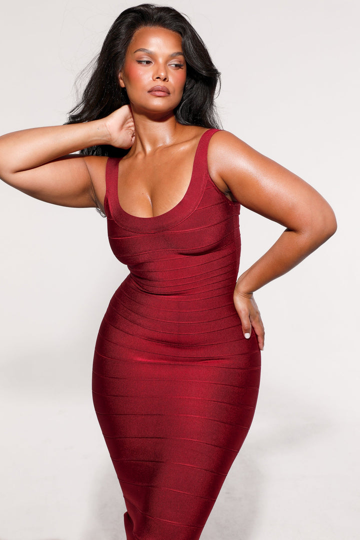 Briella maxi dress in shiny shaping fabric