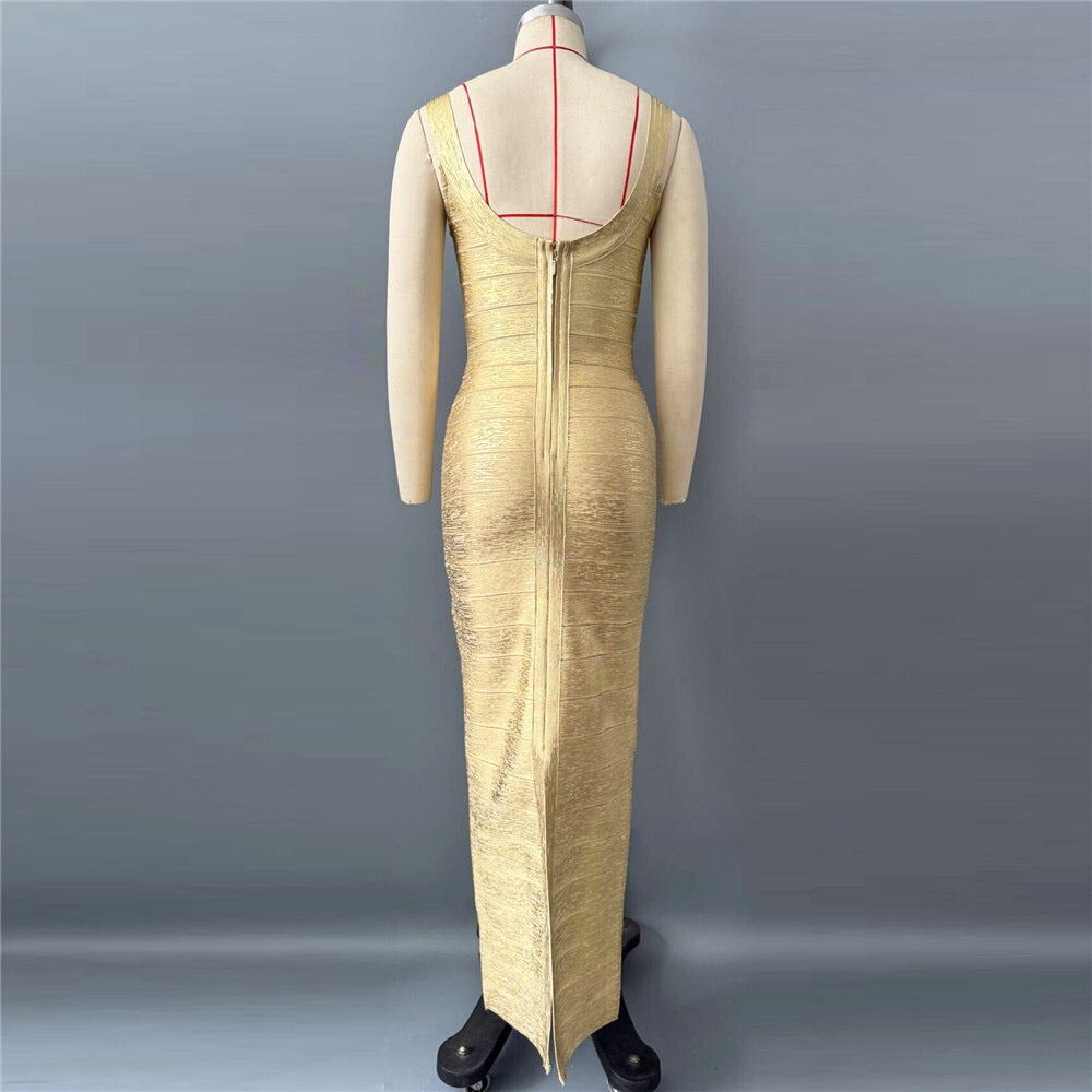Briella maxi dress in shiny shaping fabric