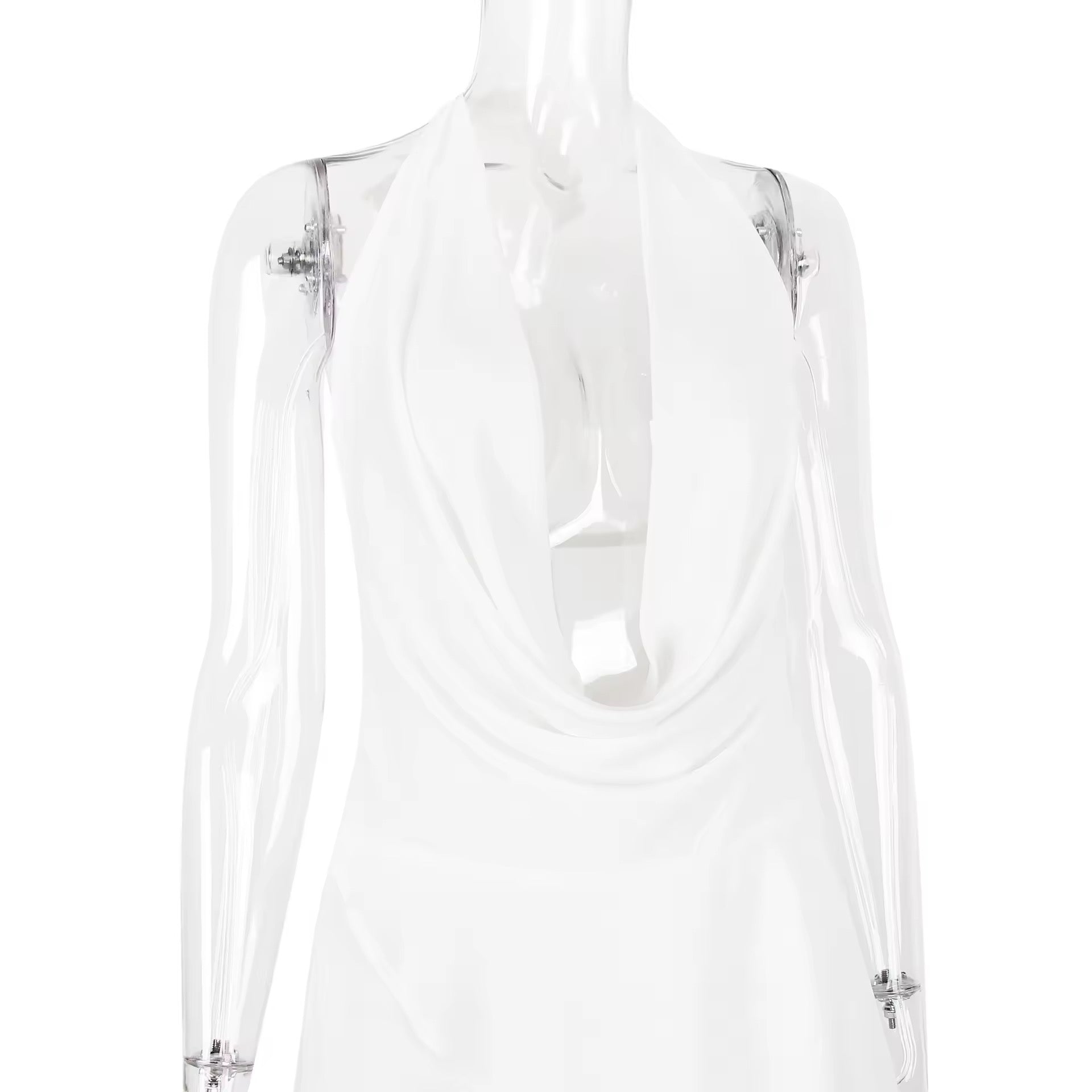 שמלת מיני מלמלה שיפון צווארון נופל גב פתוח - Juliana