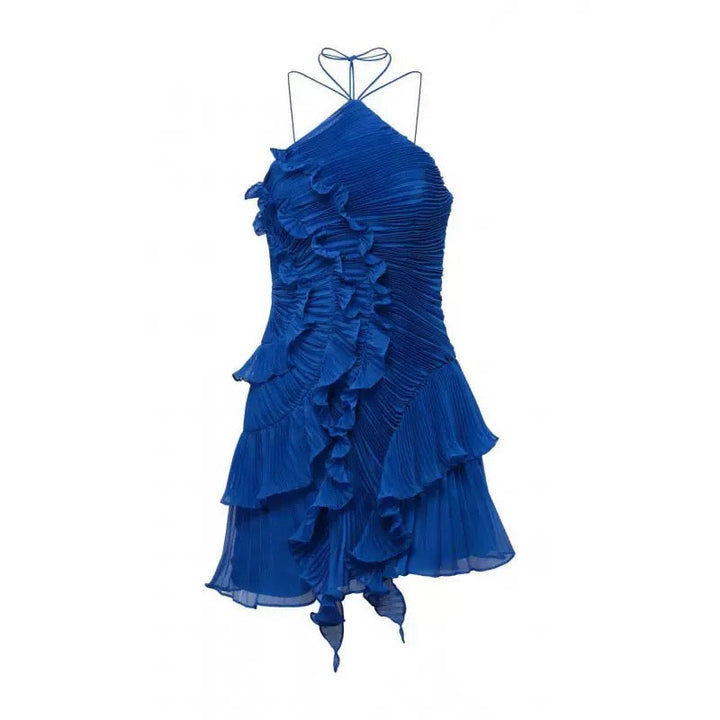 Larina elegant ruffle and pleated mini dress