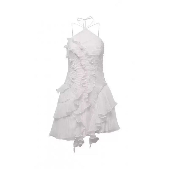 Larina elegant ruffle and pleated mini dress