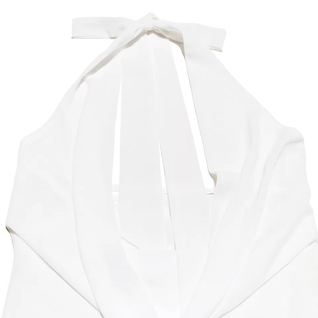 שמלת מיני מלמלה שיפון צווארון נופל גב פתוח - Juliana