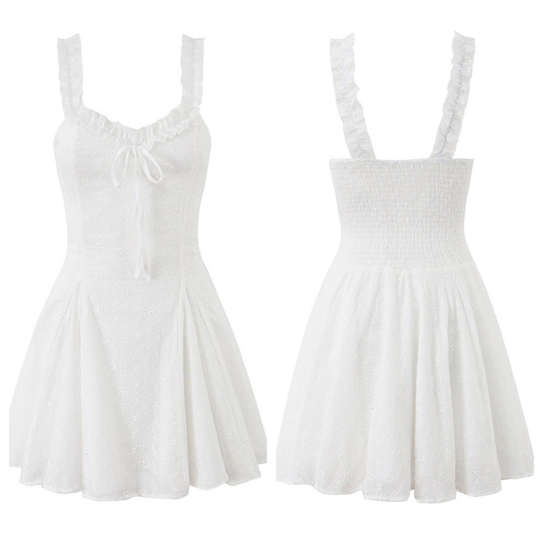 A-line mini dress in embroidered eyelet fabric – Yaeli