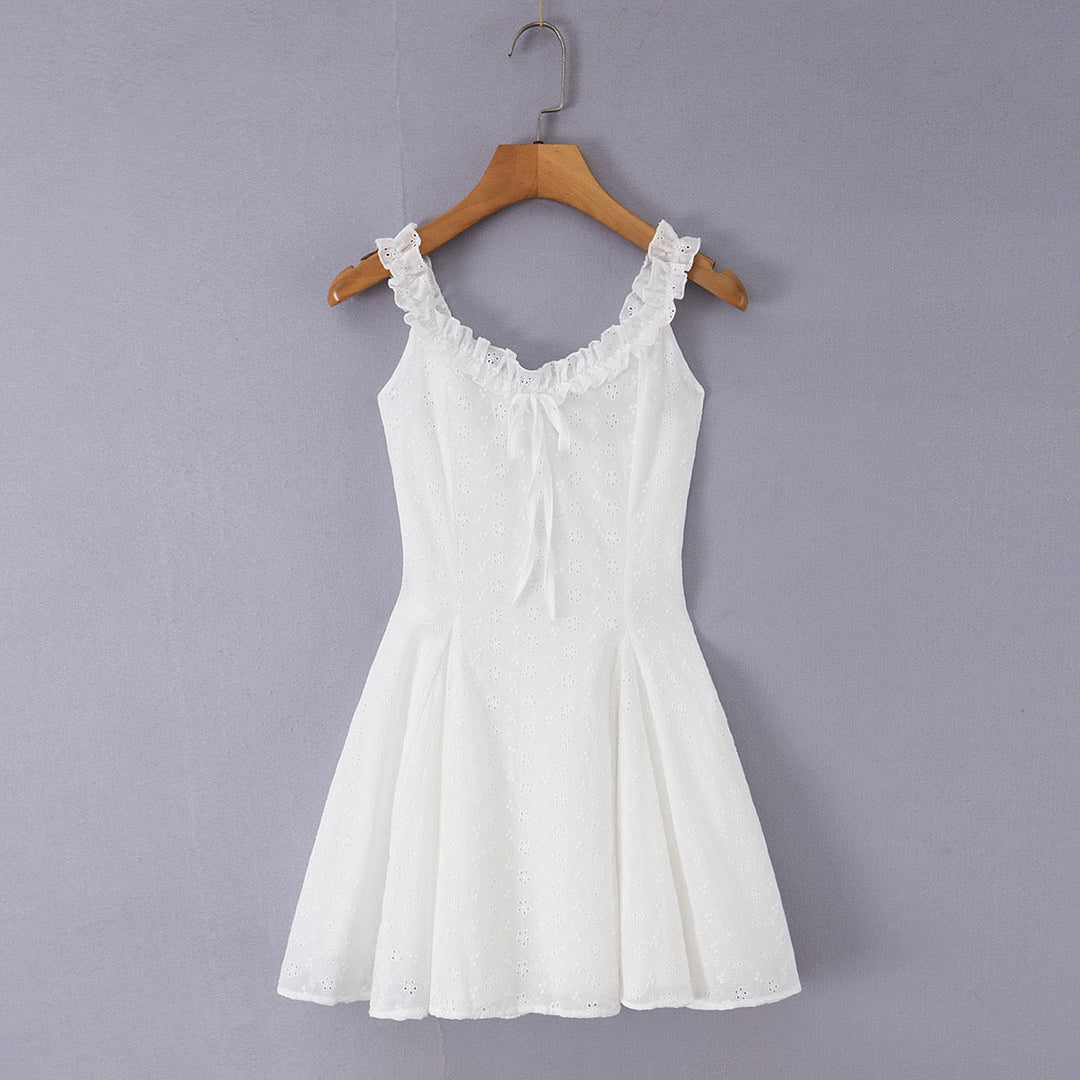 A-line mini dress in embroidered eyelet fabric – Yaeli
