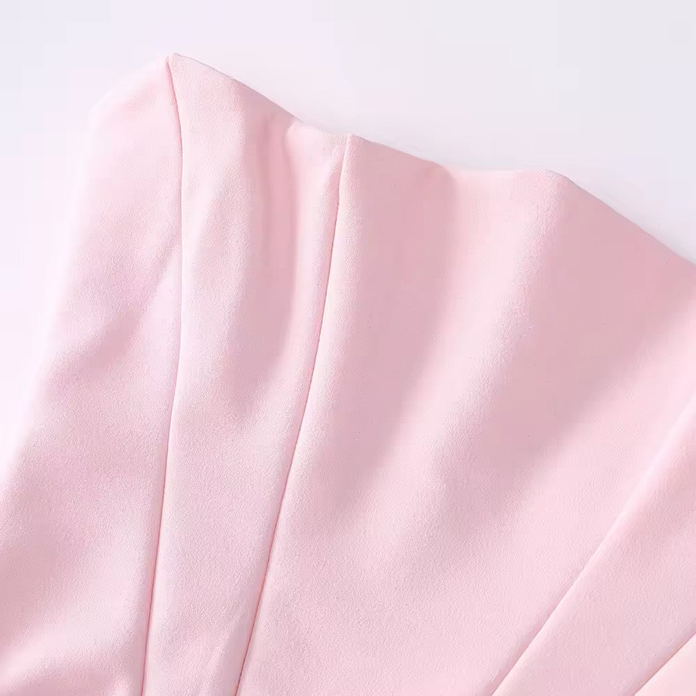 שמלת מקסי סטרפלס סאטן בשילוב מחוך צמוד - נויה