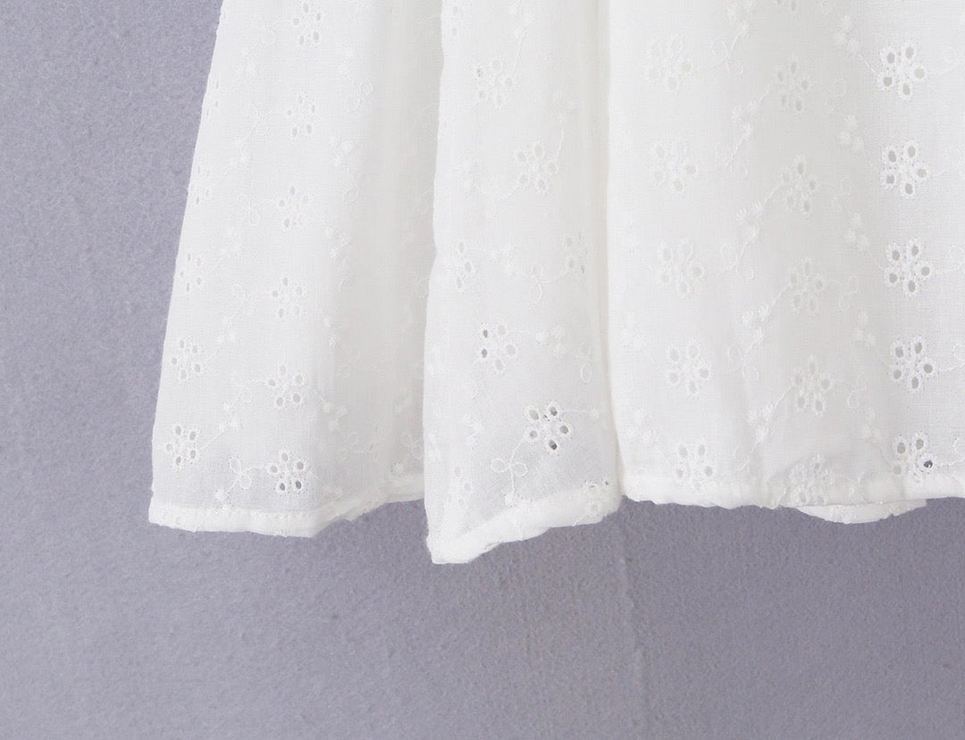 A-line mini dress in embroidered eyelet fabric – Yaeli