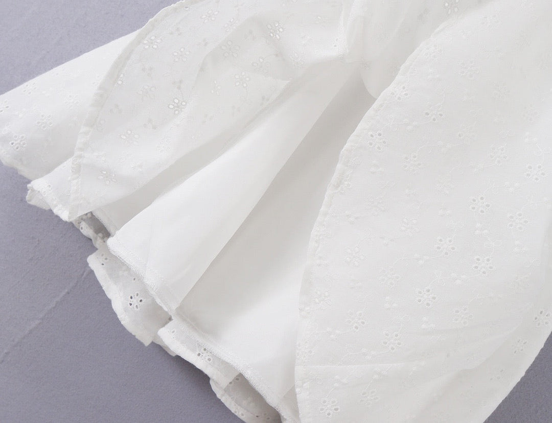 A-line mini dress in embroidered eyelet fabric – Yaeli