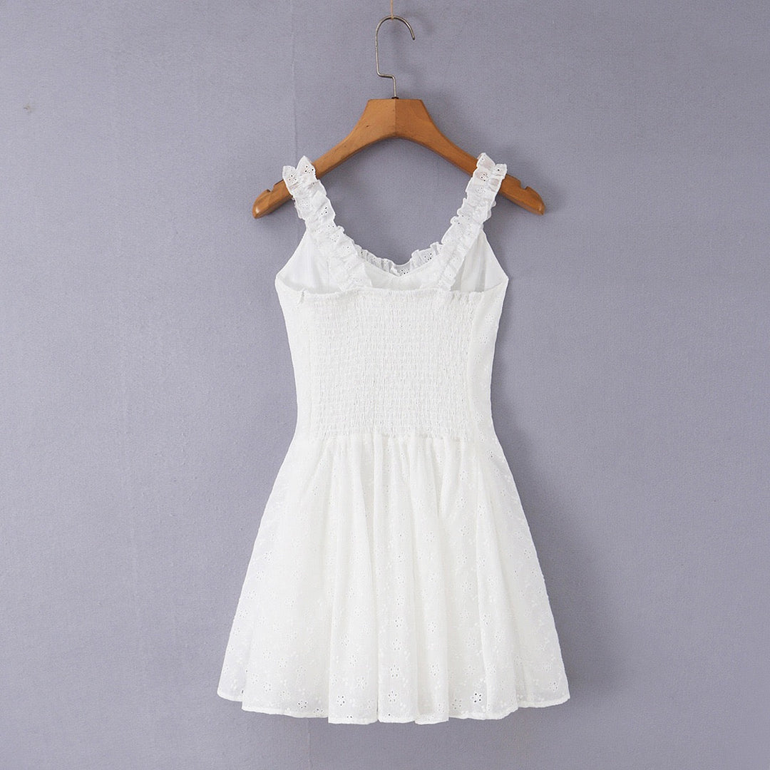 A-line mini dress in embroidered eyelet fabric – Yaeli
