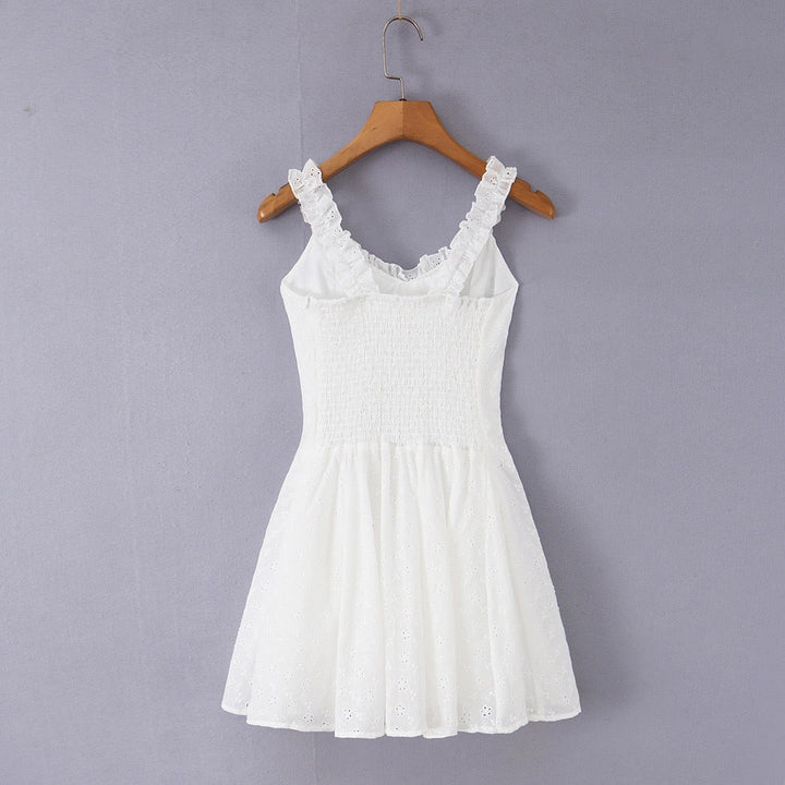 A-line mini dress in embroidered eyelet fabric – Yaeli
