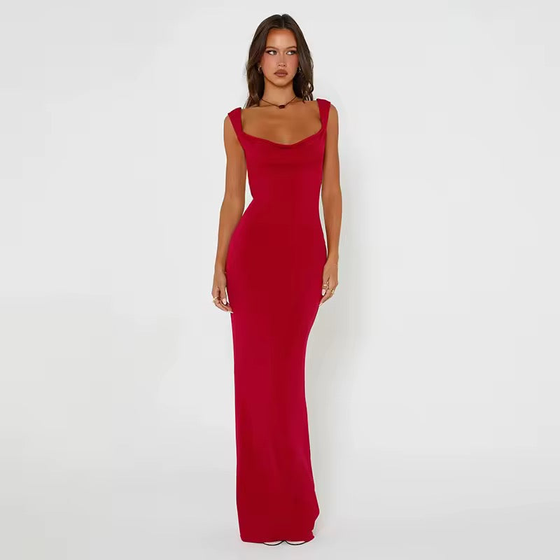 שמלת מקסי גב פתוח בעיטור פפיון סאטן - EMI