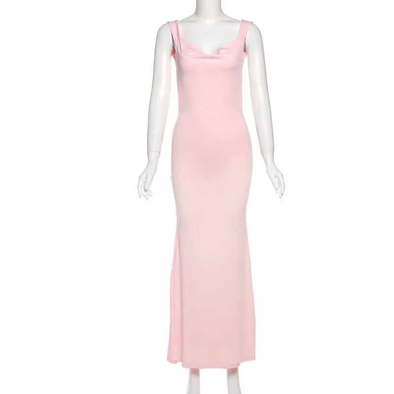 שמלת מקסי גב פתוח בעיטור פפיון סאטן - EMI