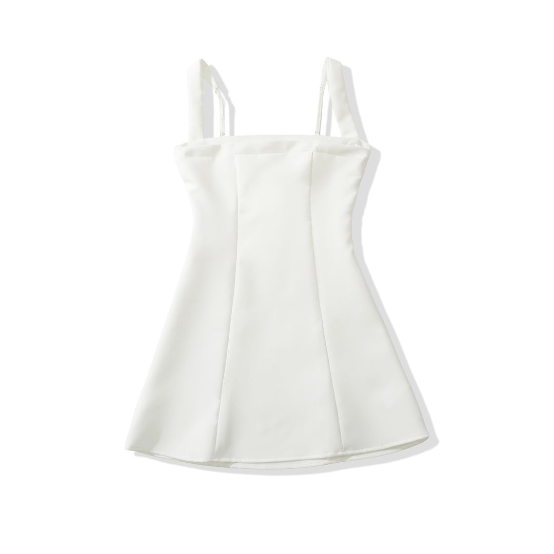 A-line mini dress with back ties for a fitted waist – Vela