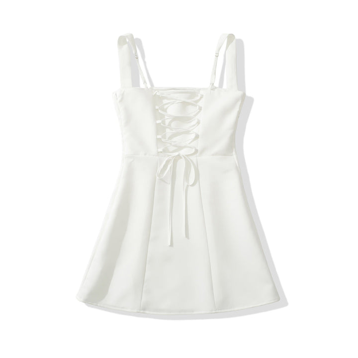 A-line mini dress with back ties for a fitted waist – Vela