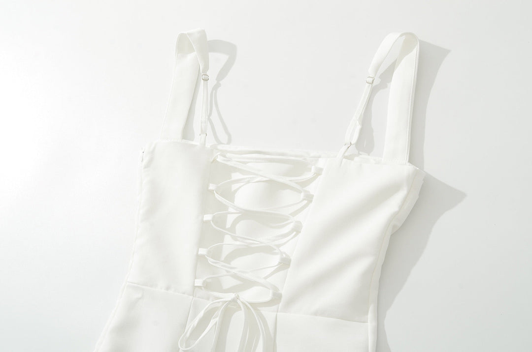 A-line mini dress with back ties for a fitted waist – Vela