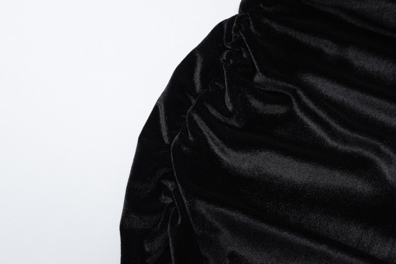 Velvet strapless maxi dress with slit design - BONNEY