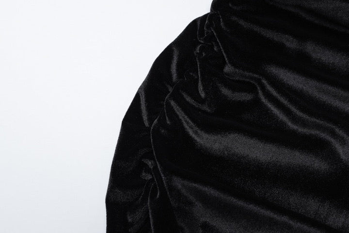 Velvet strapless maxi dress with slit design - BONNEY