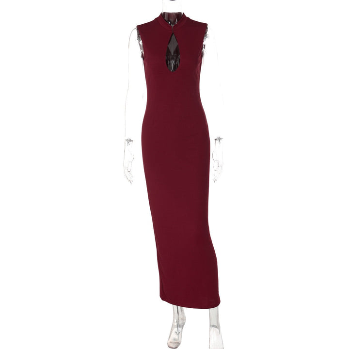 Elegant fitted maxi dress with buckle closure design - IRENA