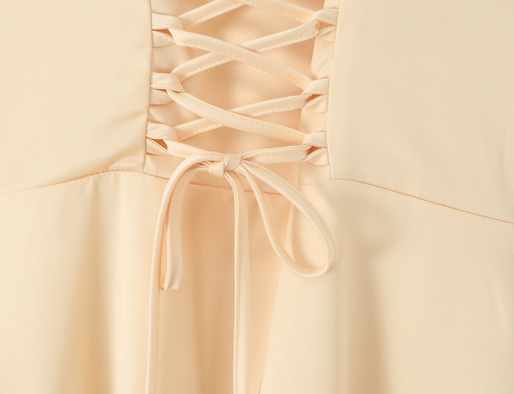 Satin maxi dress with back ties for a fitted waist – HILAY