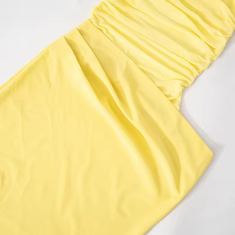 שמלת מקסי כיווצים בעיצוב רשת וכתפיים חשופות - קשת