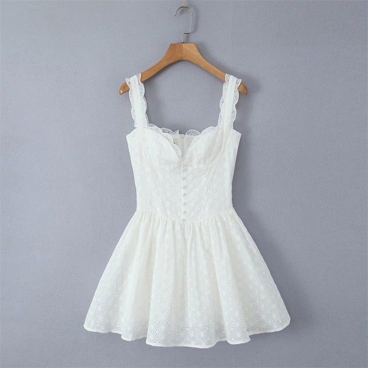 A-line country-style mini dress with floral embroidery – Amy